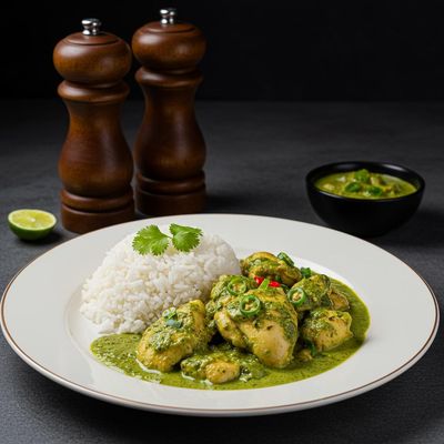 Green Chicken With White Rice