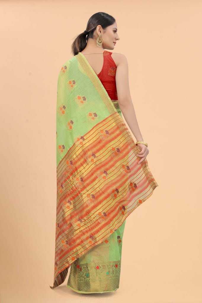 Women's Pure Cotton Woven Saree With Unstiched Blouse Piece view 2