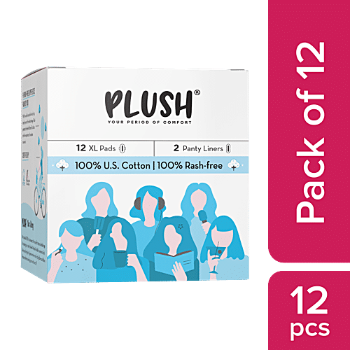 Plush Ultra Thin Sanitary Pads Pack Of 12 (Xl)