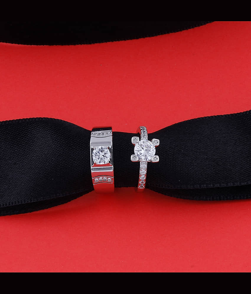 ShreejiHuf - Silver Couple Ring (Pack of 1) view 2