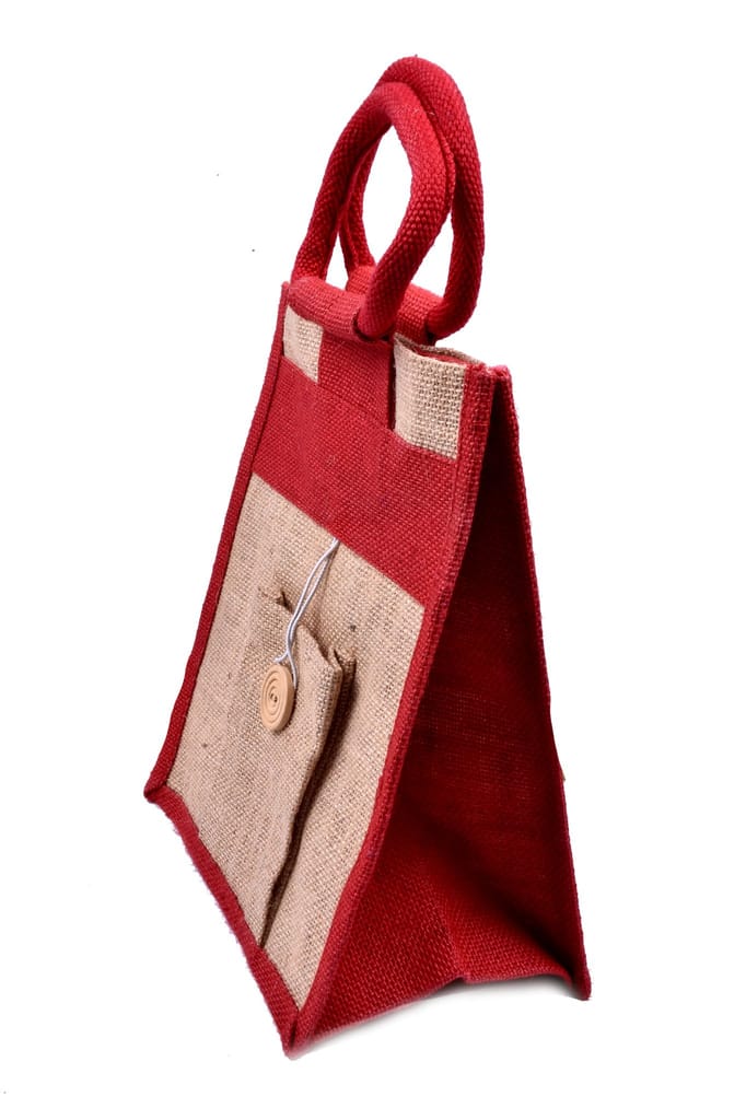 Stylish and Eco-Friendly Jute Tote Bag with Button Closure view 2
