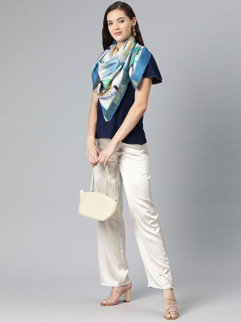 Women's Soft Silk Printed Scarves With Gold Zari view 2