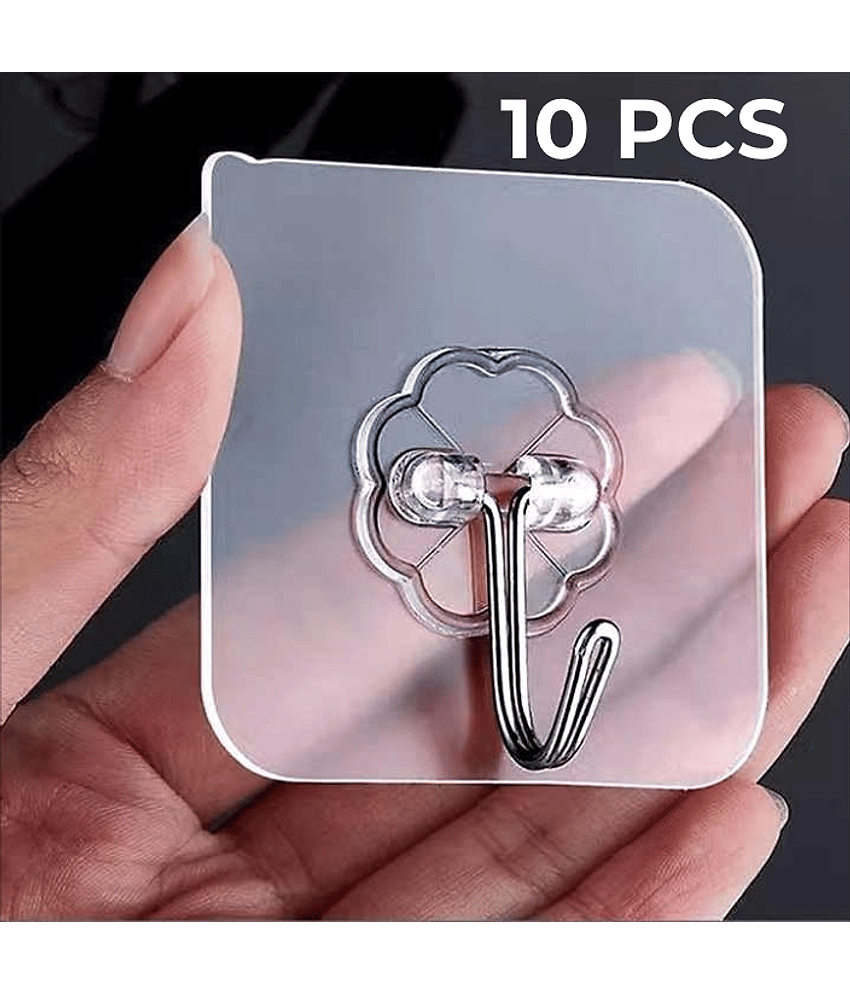 Self Adhesive PVC Flower Wall Hooks (Pack of 10)