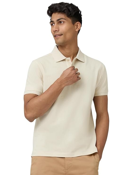 Men's Beige Super Combed Cotton Polo Shirt