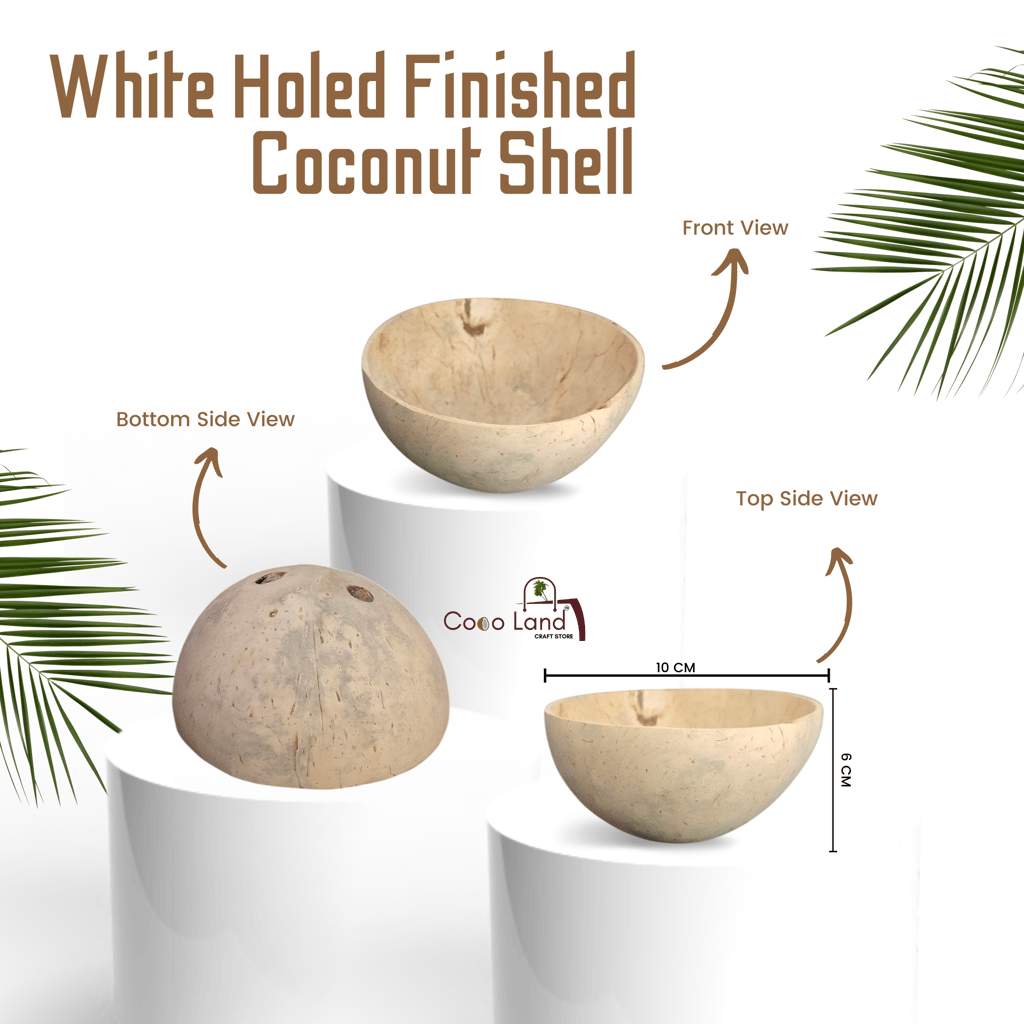Coco Land White Holed Coconut Shell Finished Raw Craft | Decorative Pots,Craft Making | Handicraft,Agricraft view 2