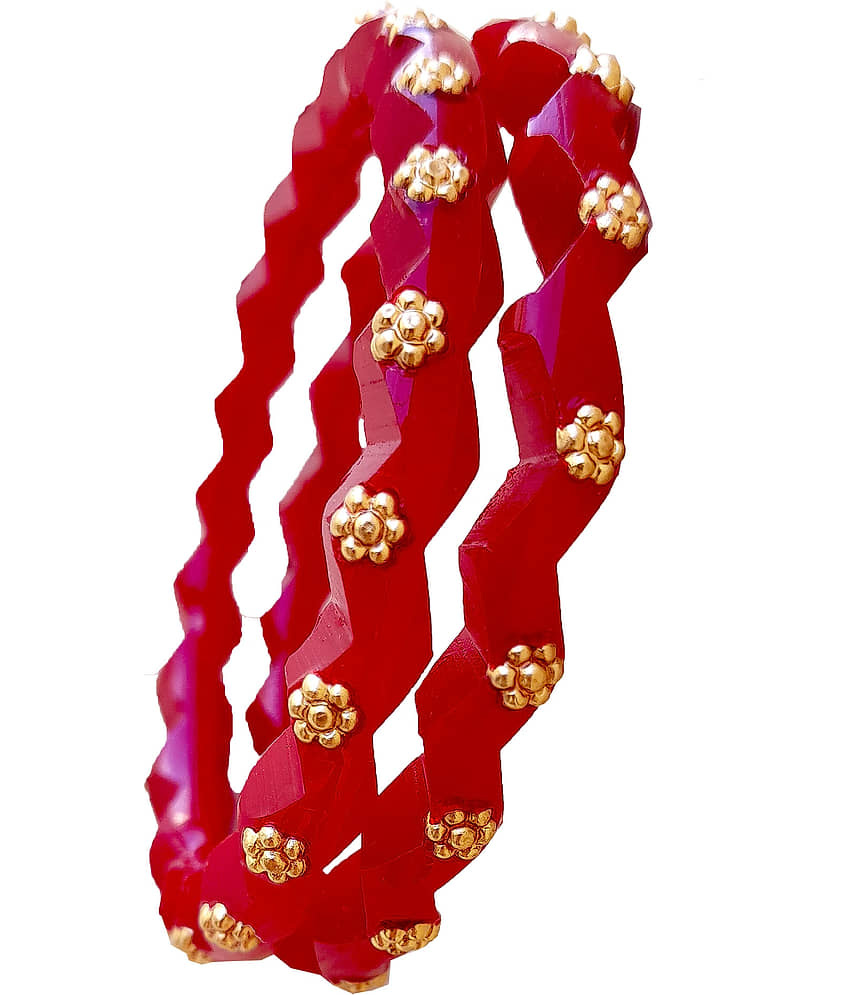 Bovzen Red Bangle ( Pack of 2 ) view 2