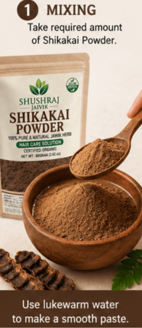 Shushraj Jaivik Shikakai Powder (Hair Care Solution) - 80g | Natural Hair Cleanser view 2