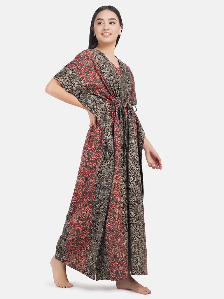 KOI SLEEPWEAR Cotton Kaftan Free Size Nighty Night Gown Sleepwear Black view 2