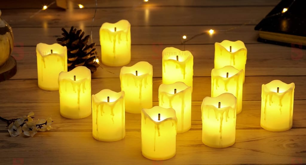 GLOWSERIE Realistic Moving Flame LED Pillar Candles (Set of 12) view 2