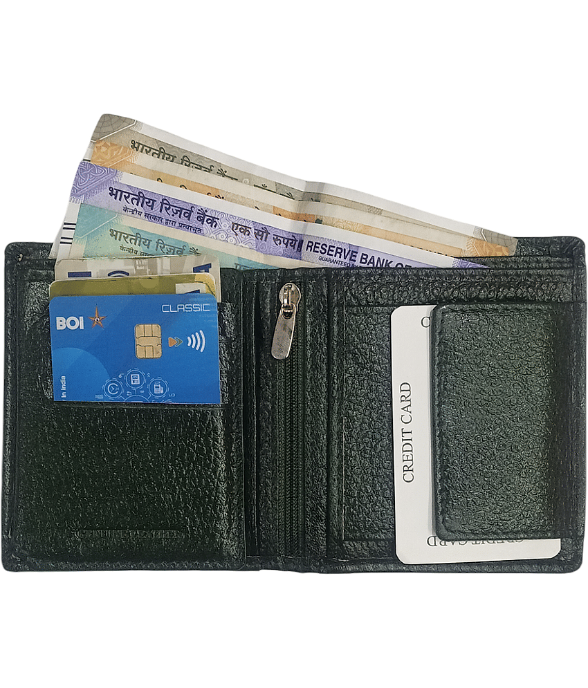 COCO ROYAL 100% Leather Printed Men's Two Fold Wallet With 10 Slots For Card ( Green , Pack of 1 ) view 2
