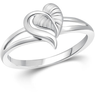 VFJ Cute Leafy Heart CZ Rhodium Plated Ring with Scented Velvet Rose Ring Box for women and girls and your Valentine. view 2