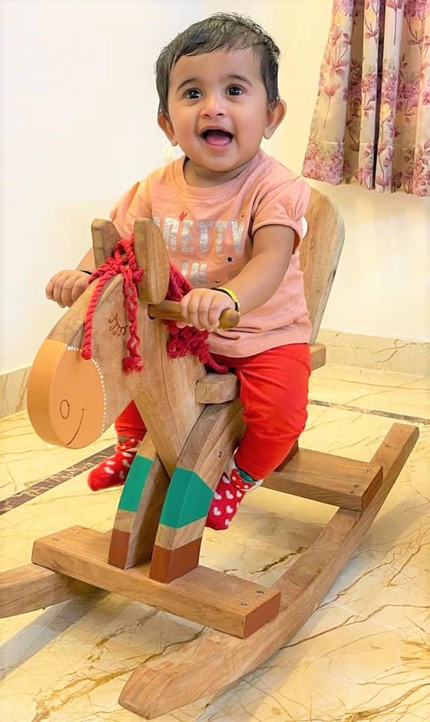 Neemtoys Pure and Solid Neem Wooden Rocking Horse That can Serve for Decades - for 1 to 5 Year Kids view 2