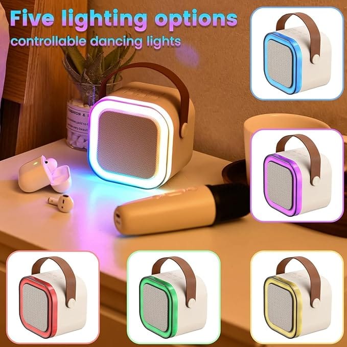 K12 Karaoke Speaker for Kids Adults, Mini Portable Bluetooth Speaker with Wireless Mic & Dynamic Lights Birthday Gift for Girls, Boys & Toddlers Ages (Multi Colour) view 2