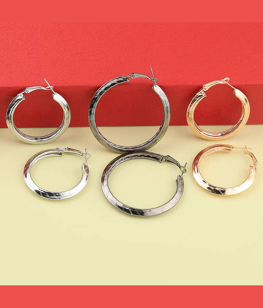SILVER SHINE Charm Stylish Drop Combo Earring For Girl Women Set of 3 view 2
