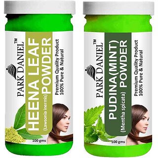 PARK DANIEL Pure & Natural Henna Leaf Powder & Pudina(Mint)Powder Combo Pack (200 ml) view 2