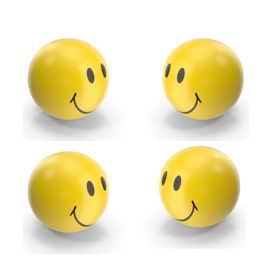 Smiley Balls Stress Relief Squeeze Ball – Lightweight Foam Balls for Hand Exercise & Anxiety Relief – Yellow – Fun for All Ages view 2