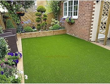 Eurotex 45MM Artificial Grass Carpet Mat for Balcony, Lawn, Door, Soft Comfortable (PE & PP, Natural Green, 6.5x3.5 Feet)