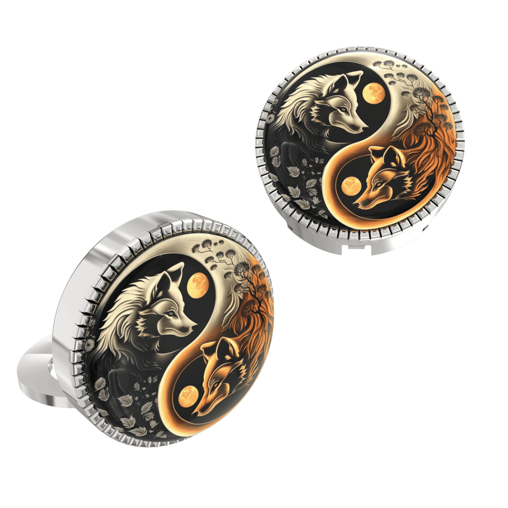 The Smart Buttons - Shirt Button Cover Cufflinks for Men - Wolf Ying-Yang view 2