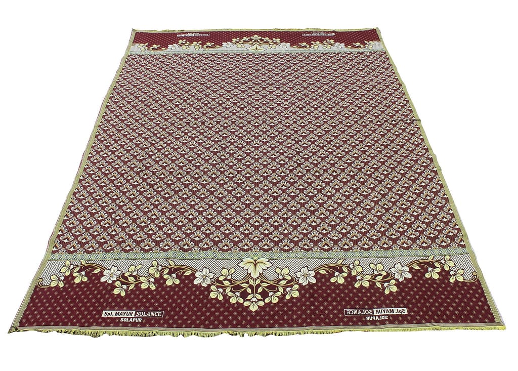 Solance Cotton Mayur Pankh Solapuri Chaddar (Extra Large Double, Maroon) view 2