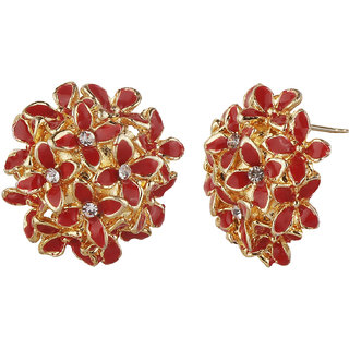 Enamel Daisy Flower Cluster Studds clippons Earrings for Girls Alloy Brass Copper Earrings for Women's view 2