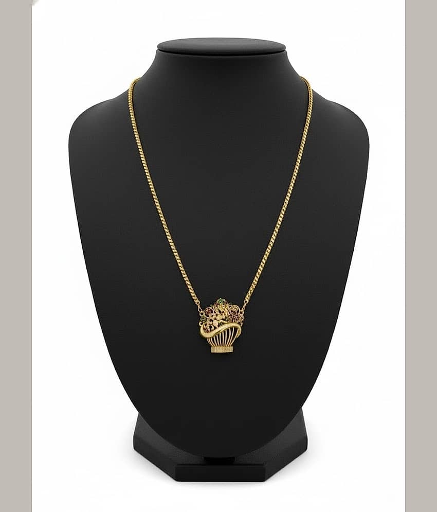 ROFARWORD Gold Brass Necklace Set ( Pack of 1 ) view 2