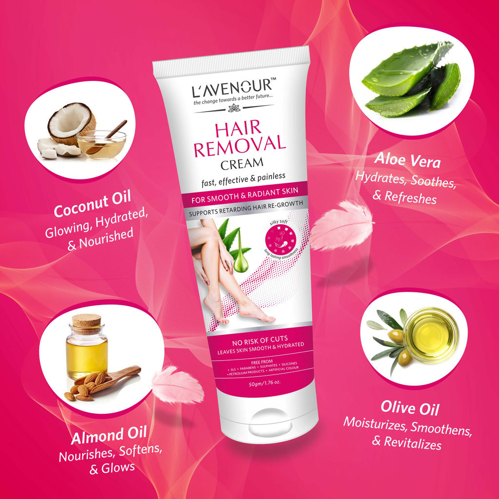 L'avenour Hair Removal Cream For Women | Suitable for Arms, Underarms, Legs & Bikini Line - 50gm view 2