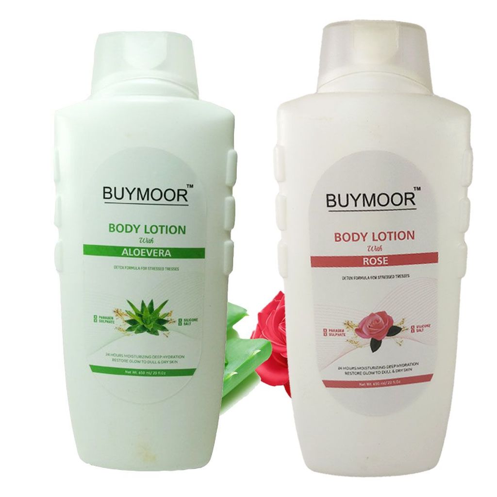 BUYMOOR Aleovera & Rose Deep Nourishing Skin Brightening Body Lotion Men & Women 1300 ML(Pack Of 2). view 2