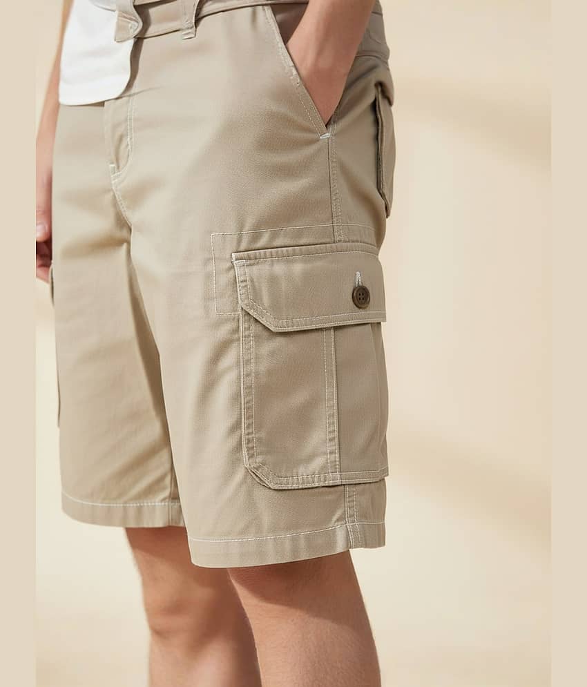 plounge Beige Cotton Blend Men's Shorts ( Pack of 1 ) view 2