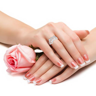 Vighnaharta Valentine message Love (CZ) Rhodium Plated Ring view 2