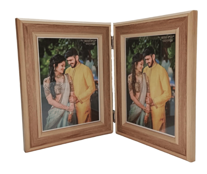 NOKKES Double 5X7 inch Wood Photo Frame Instagram Hinged Picture Frames with Glass Front Fit for Stands Vertically on Desk Table Top or Wall Hanging (Window 5x7 Or 5X7 Picture) (Style 1) view 2