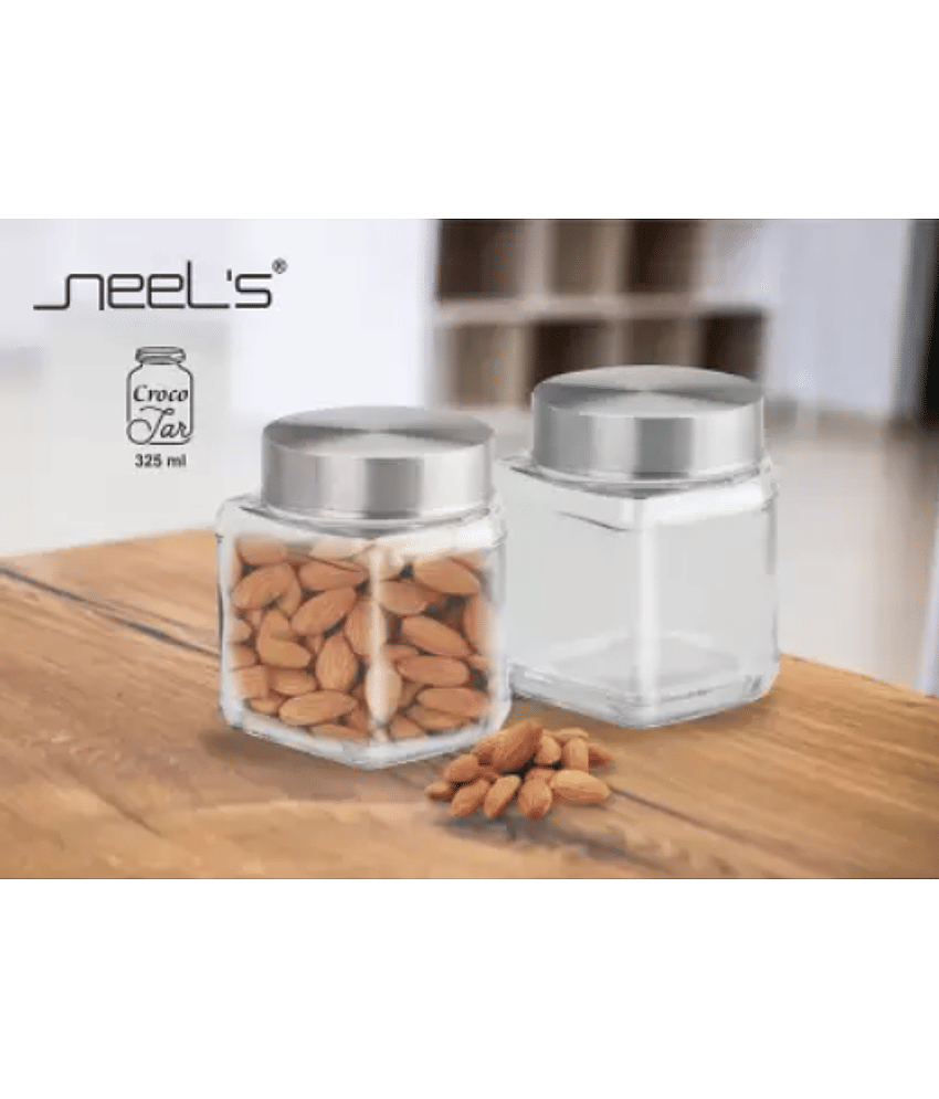 skwaion Glass Silver Food Container ( Set of 2 )