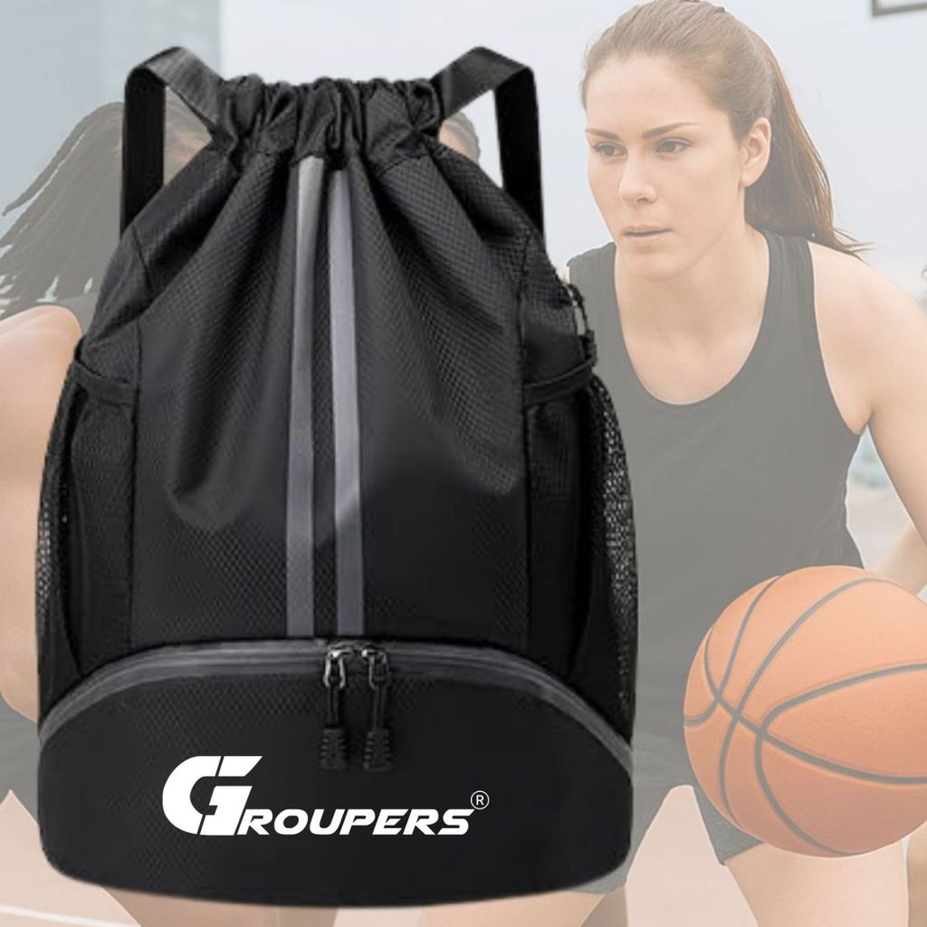 GROUPERS Basketball Sports Bag – Separate Ball Compartment, Shoe Storage, Water-Resistant Backpack for Men, Boys & Athletes view 2