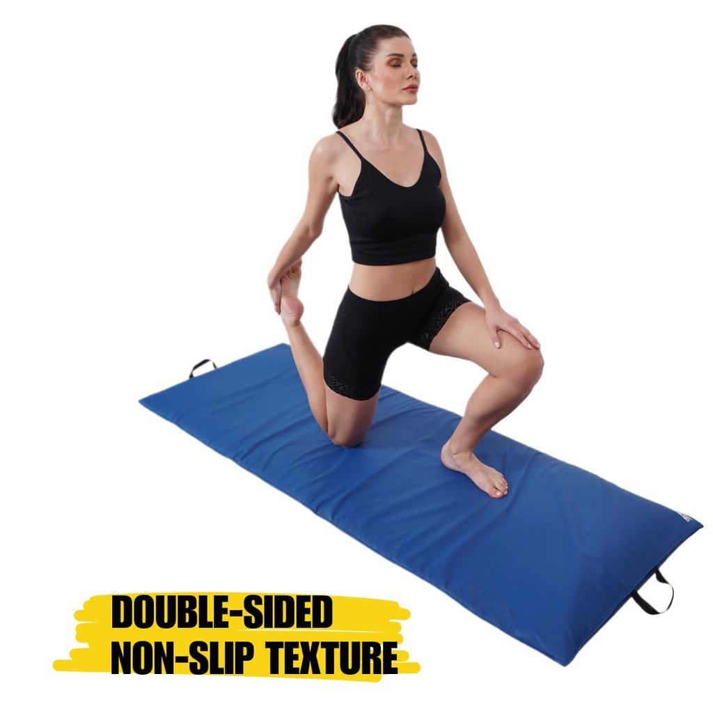 De Jure Fitness Leatherette Yoga Mat, Foldable yoga mat, Professional Yoga Mat for Exercise, Fitness & Meditation with Carrying Strap for Men & Women (12 MM ) view 2