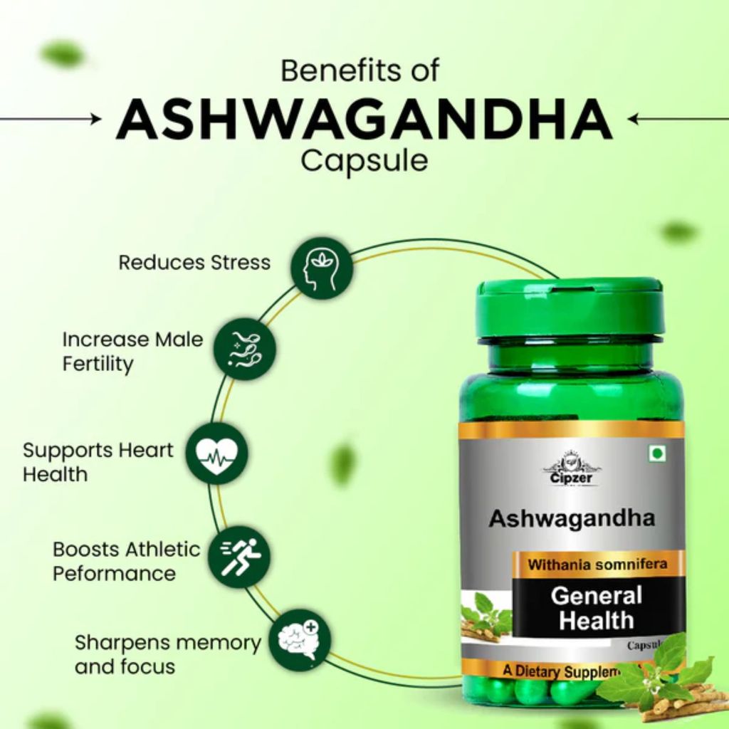 Cipzer Ashwagandha (30 Capsules): Your Natural Powerhouse for Stress Relief and Rejuvenation view 2