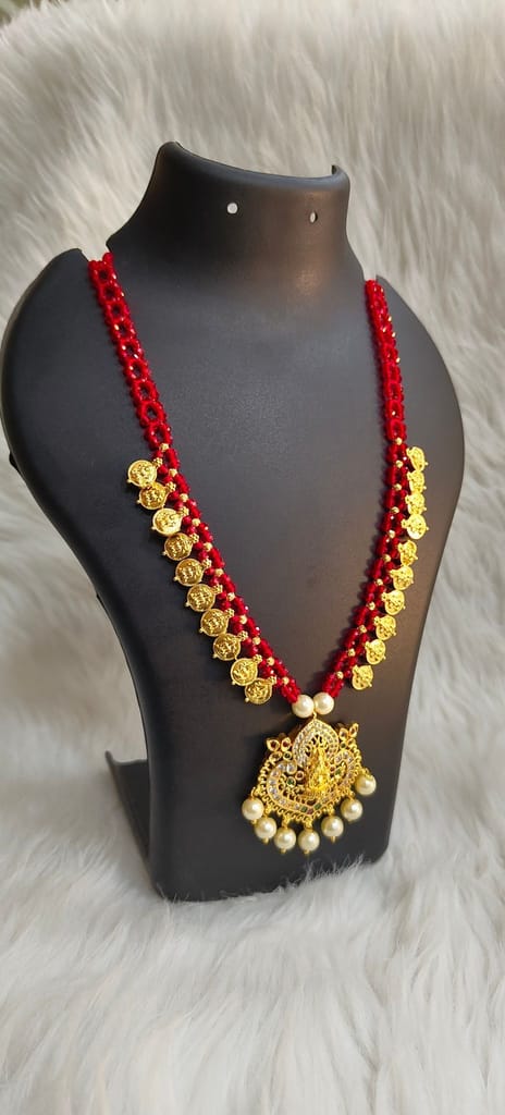 Traditional Indian Necklace Set with Lakshmi Pendant view 2