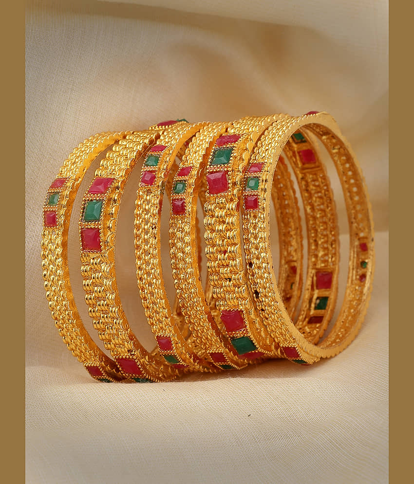 Sukkhi Red Bangle Set ( Pack of 6 ) view 2