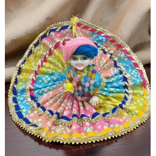 Multicolour Cotton Laddu Gopal Ji Dress with fancy Border Handcrafted Devotional Wear