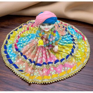 Multicolour Cotton Laddu Gopal Ji Dress with fancy Border Handcrafted Devotional Wear view 2