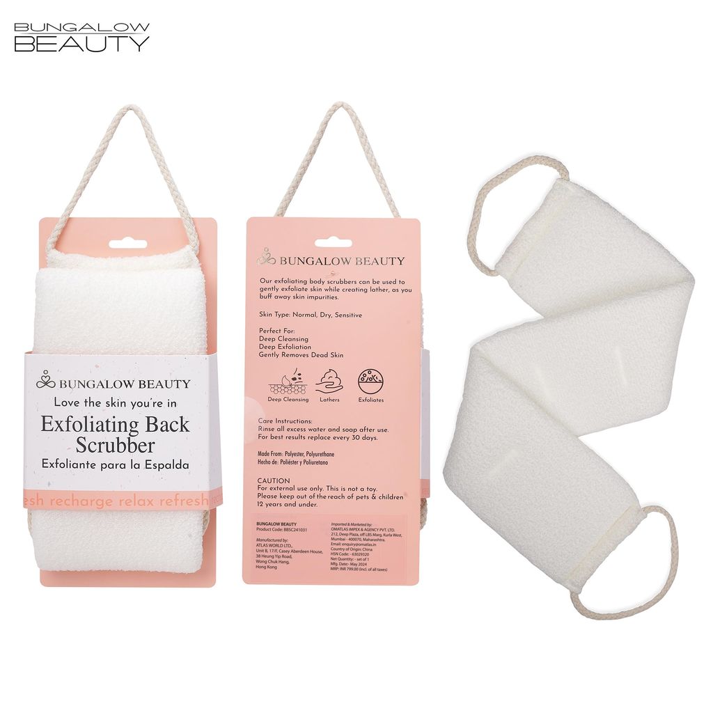 BUNGALOW BEAUTY Natural Body Sponge, Back Scrubbers, Loofah Back Scrubber for Shower, for Face and Body for Women (White) view 2