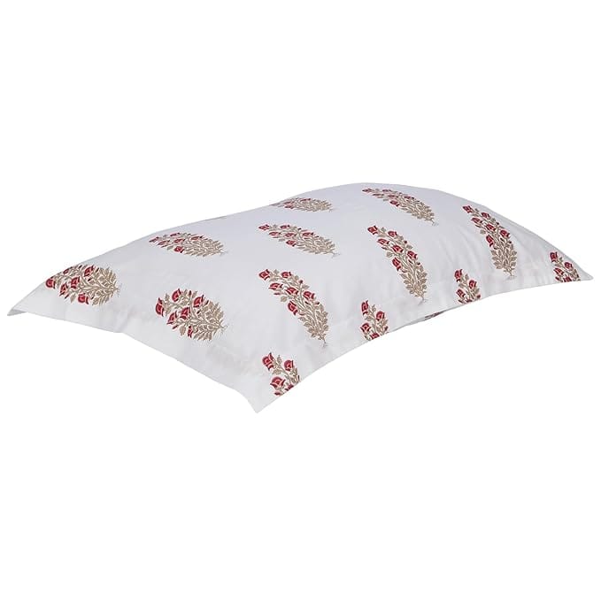 Jaipuri Cotton Single Bedsheet with 1 Pillow Cover, Pink Floral Print, 60x90 Inches view 2