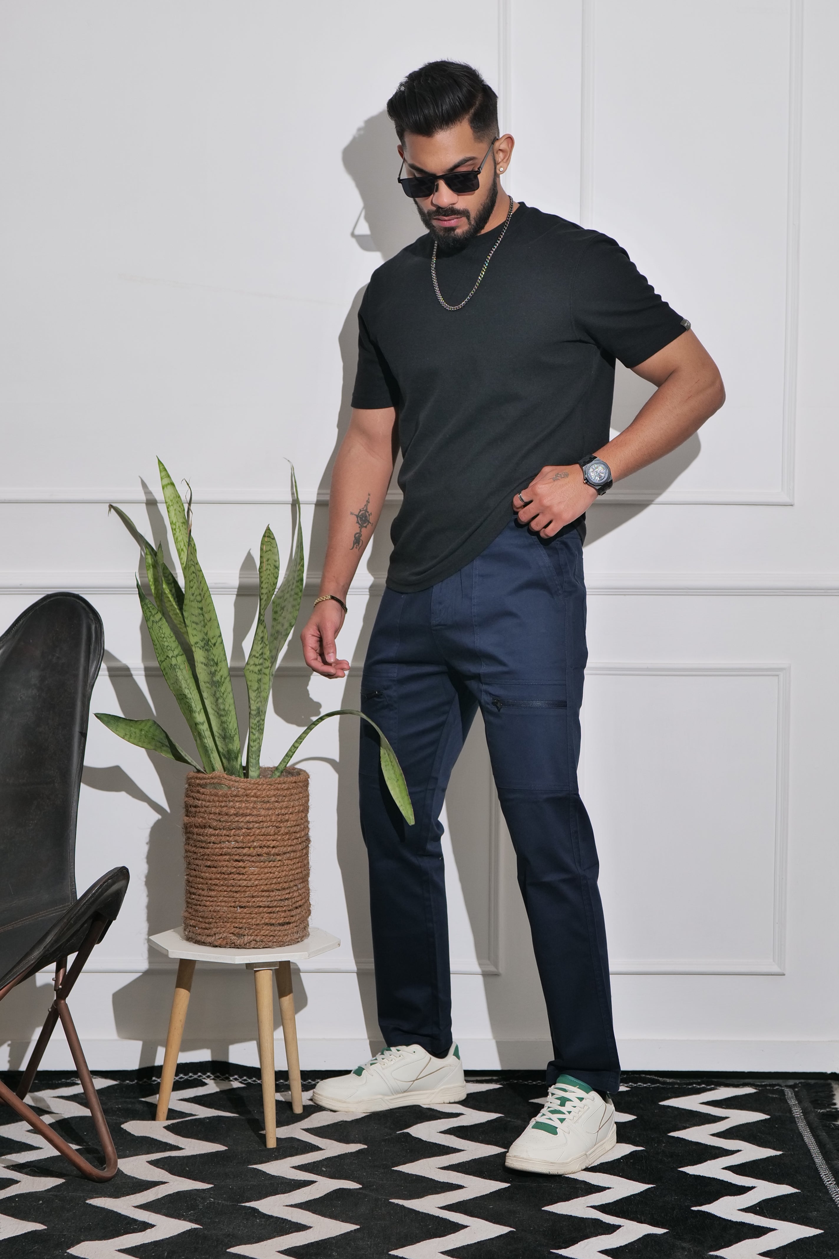 Men's Navy Premium Cargo Joggers view 2
