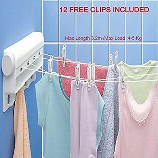 Cloth Hanging Rope Retractable | extendable Clothes line | Laundry Dry Rope | wall Mounted Balcony Hanger | Automatic Retractable Clothesline | view 2