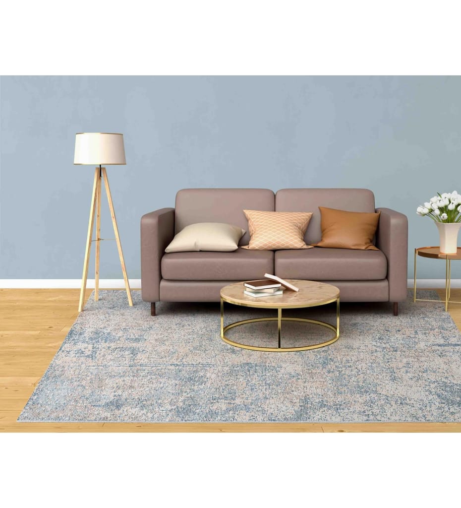 Neu Looms Handmade Viscose Wool Anti-Skid Rug for Bedroom, Living Room, Nursery, Dorm, Playroom & Reading Area (Size 6x9 Feet, Blue-Beige) view 2