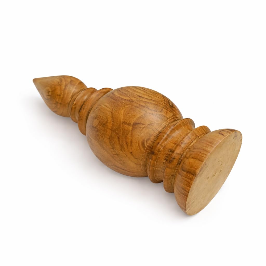 KARTHI7OCT STORE Large Wooden Temple Kalash Dome – 7 Inch Height | Solid Teak Wood Handcrafted Pooja Kalasam for Home Mandir & Gopuram Decoration | Natural Wood Temple Ornament Finial view 2