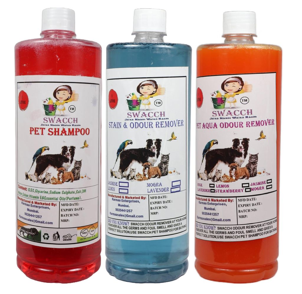 Swacch Pet Shampoo (Jasmine) + Deodorizer (Orange) + Stain Remover (Lavender) (1 Litre) (Combo Pack of 3) view 2