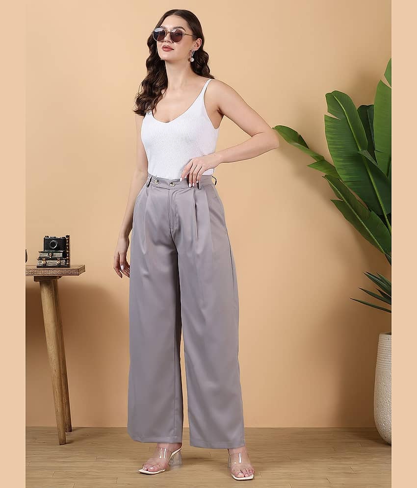 kotty Women Rayon Blend Formal Trousers ( Grey ) view 2