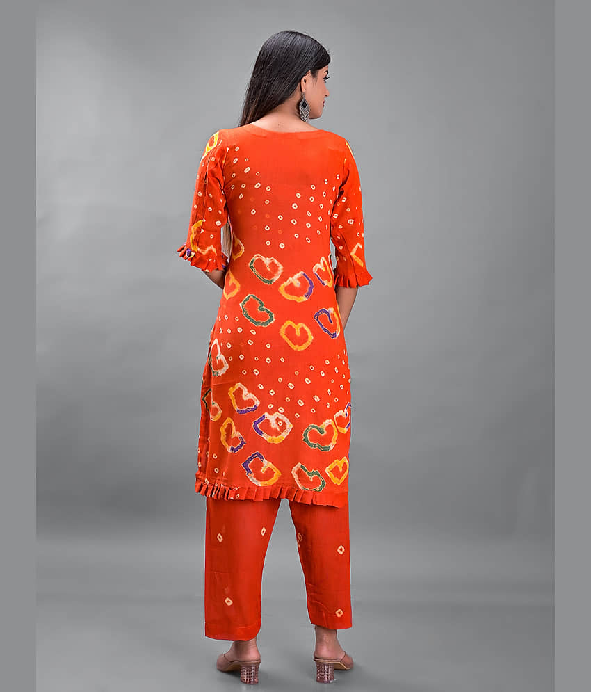 Apratim - Unstitched Orange Cotton Dress Material ( Pack of 1 ) view 2