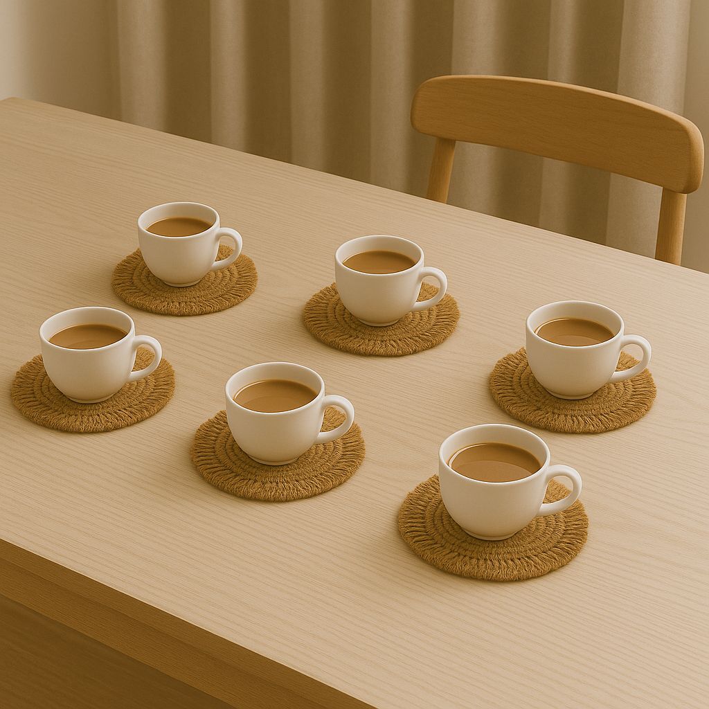 Boho Macramé Tea Coaster Set (6 Pieces) view 2