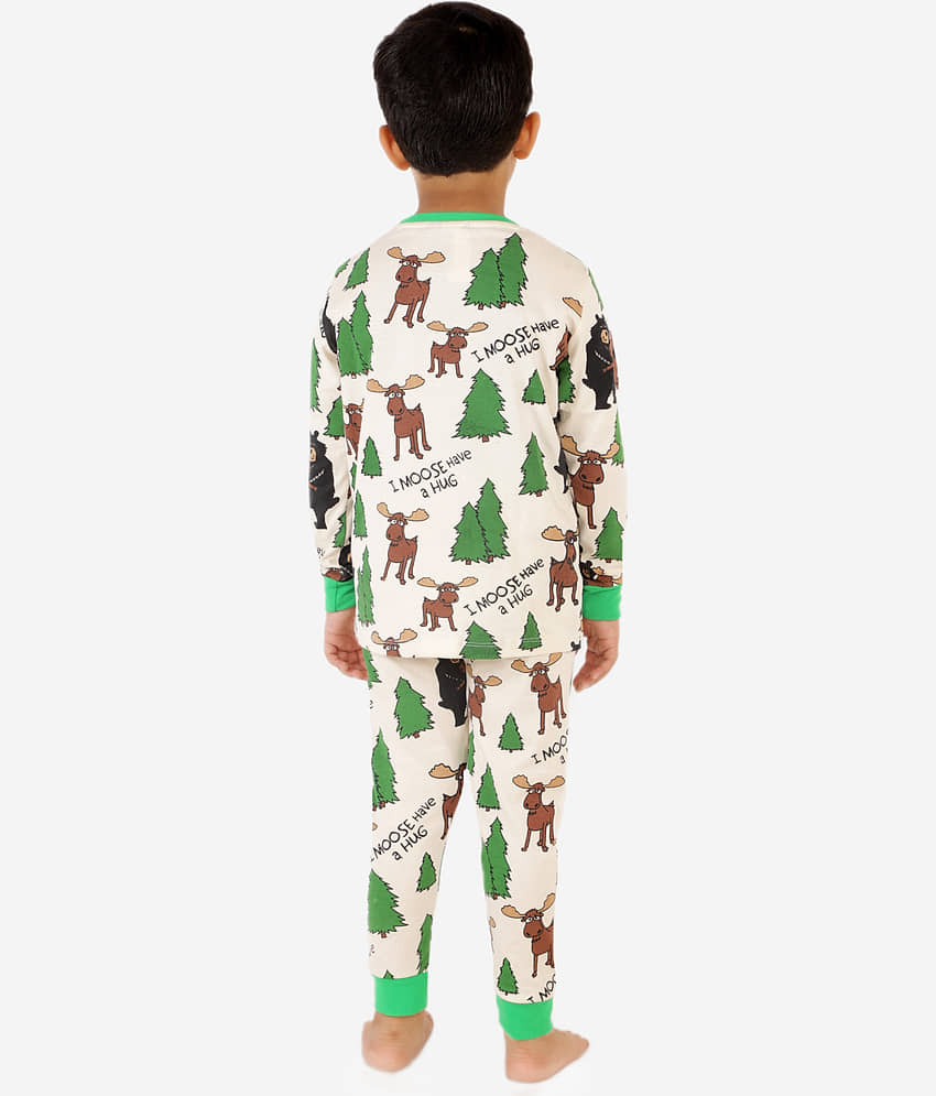 Lazy Shark Pack of 1 Boys Cotton Blend Nightsuit Set ( Cream ) view 2