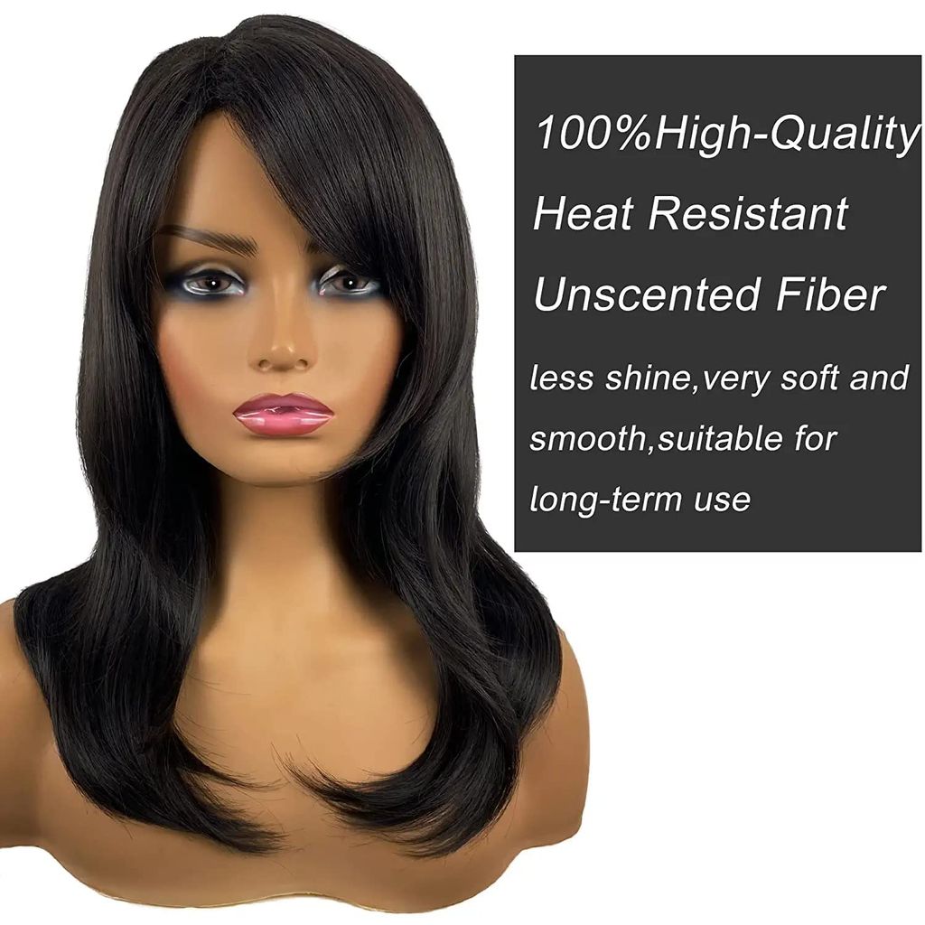 Akashkrishna Hair Wig Dark Brown Synthetic Hair Women's Wig Long Straight Layered and Heat Resistant With Comb view 2